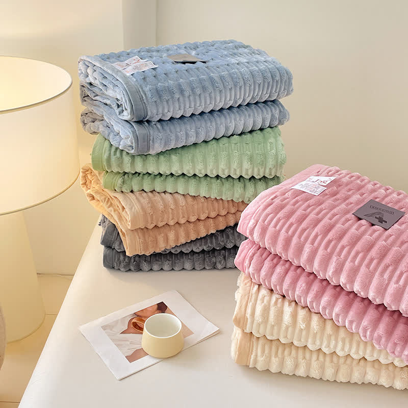 Couverture polaire minimaliste Ownkoti, couleur unie, avec texture - image 1