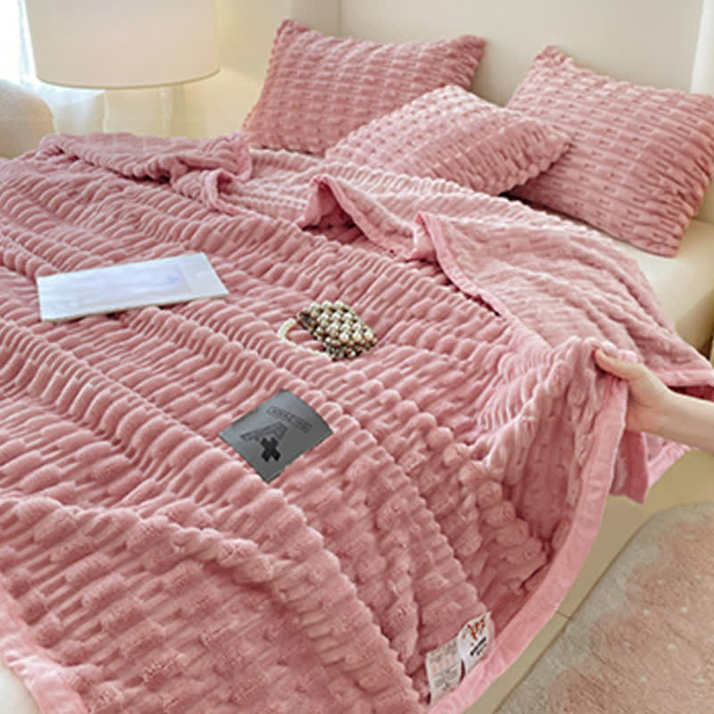 Couverture polaire minimaliste Ownkoti, couleur unie, avec texture - image 2