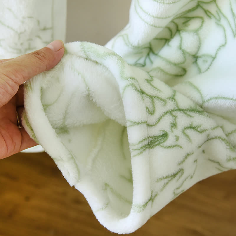 Ensemble de vêtements d'intérieur en peluche vert frais à motif rayé - image 10