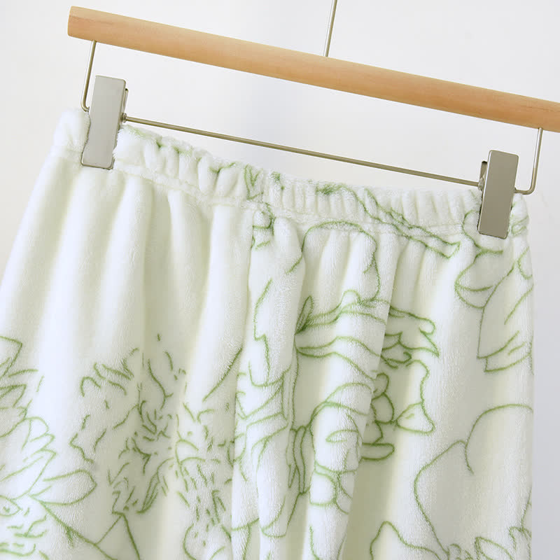 Ensemble de vêtements d'intérieur en peluche vert frais à motif rayé - image 9