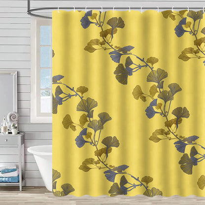 Rideau de douche à motif de feuilles de ginkgo - Jaune - 230 cm x 180 cm - image 2