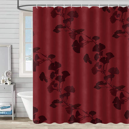 Rideau de douche à motif de feuilles de ginkgo - Rouge - 230 cm x 180 cm - image 4