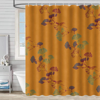 Rideau de douche à motif de feuilles de ginkgo - Orange - 230 cm x 180 cm - image 8