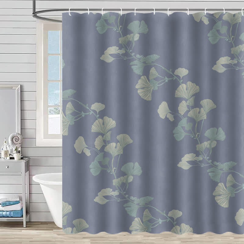 Rideau de douche à motif de feuilles de ginkgo - bleu clair - 230 cm x 180 cm - image 14
