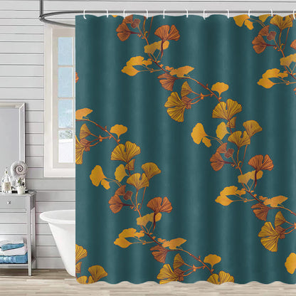 Rideau de douche à motif de feuilles de ginkgo - Vert et jaune - 230 cm x 180 cm - image 12