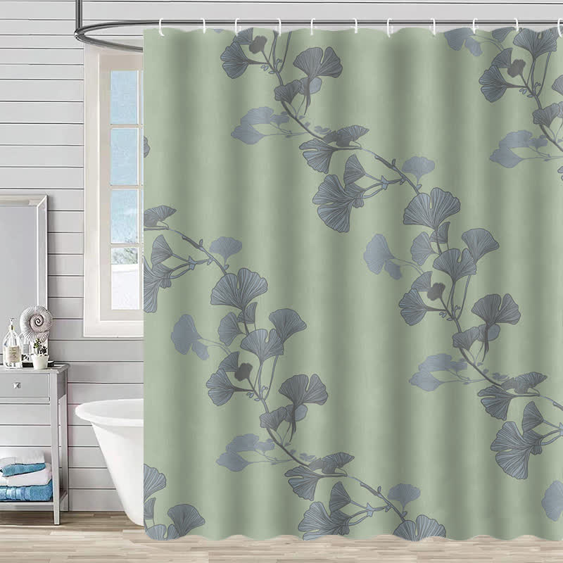 Rideau de douche à motif de feuilles de ginkgo - Vert clair - 230 cm x 180 cm - image 16