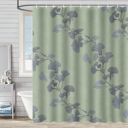Rideau de douche à motif de feuilles de ginkgo - Vert clair - 230 cm x 180 cm - image 16