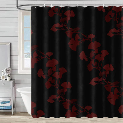 Rideau de douche à motif de feuilles de ginkgo - Noir - 230 cm x 180 cm - image 6