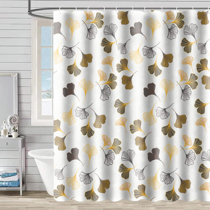 Rideau de douche élégant à motif de feuille de ginkgo - D - 230 cm x 180 cm - image 6