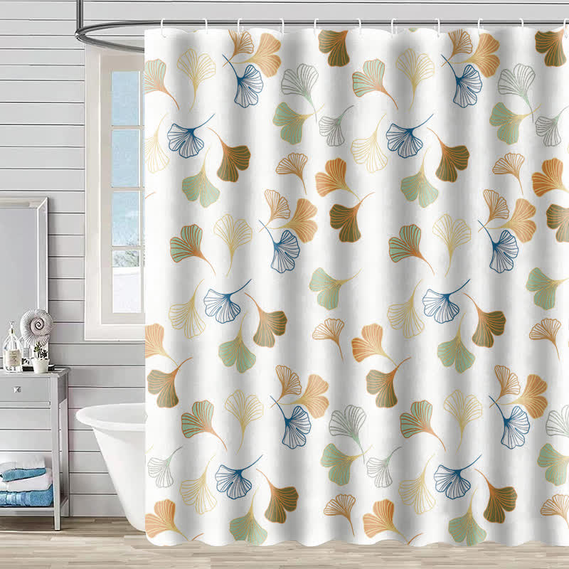Rideau de douche élégant à motif de feuille de ginkgo - E - 230 cm x 180 cm - image 8