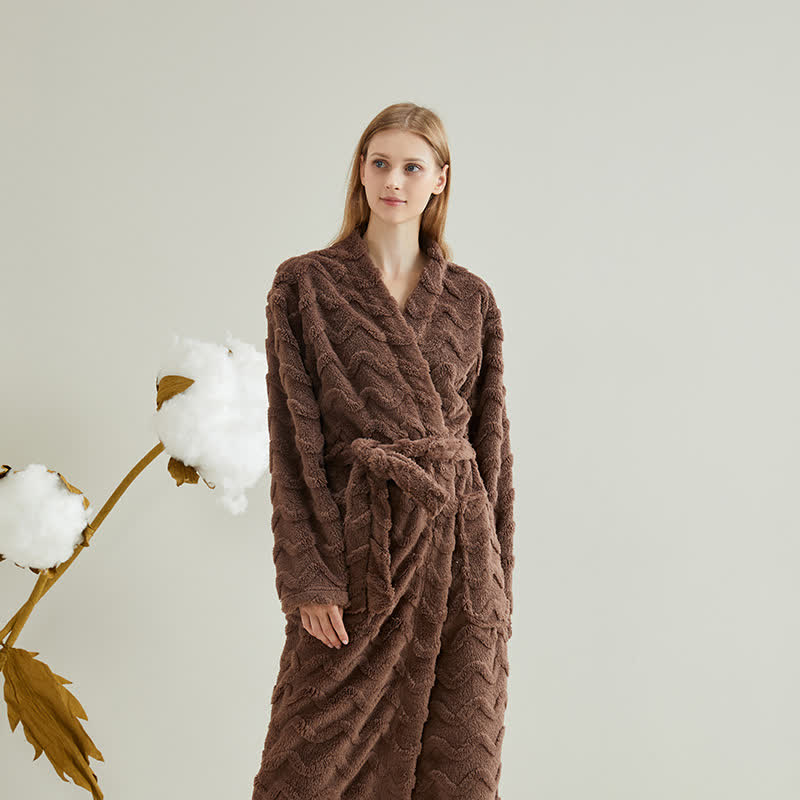 Peignoir unisexe en peluche ondulée - Café - Taille homme : XXL - image 7