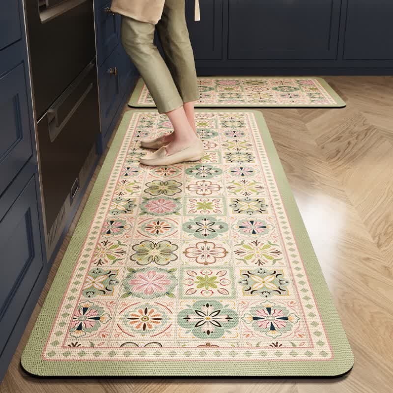 Tapis de cuisine à motif géométrique, absorbant - 60 cm x 90 cm + 60 cm x 200 cm - image 0