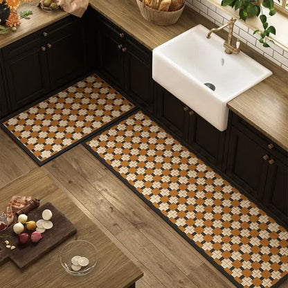 Tapis de cuisine à carreaux géométriques avec motif noué - 60 cm x 90 cm + 60 cm x 180 cm - image 0