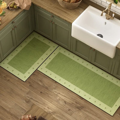 Tapis de cuisine à bordure vert terre de diatomées - 60 cm x 90 cm + 60 cm x 180 cm - image 0