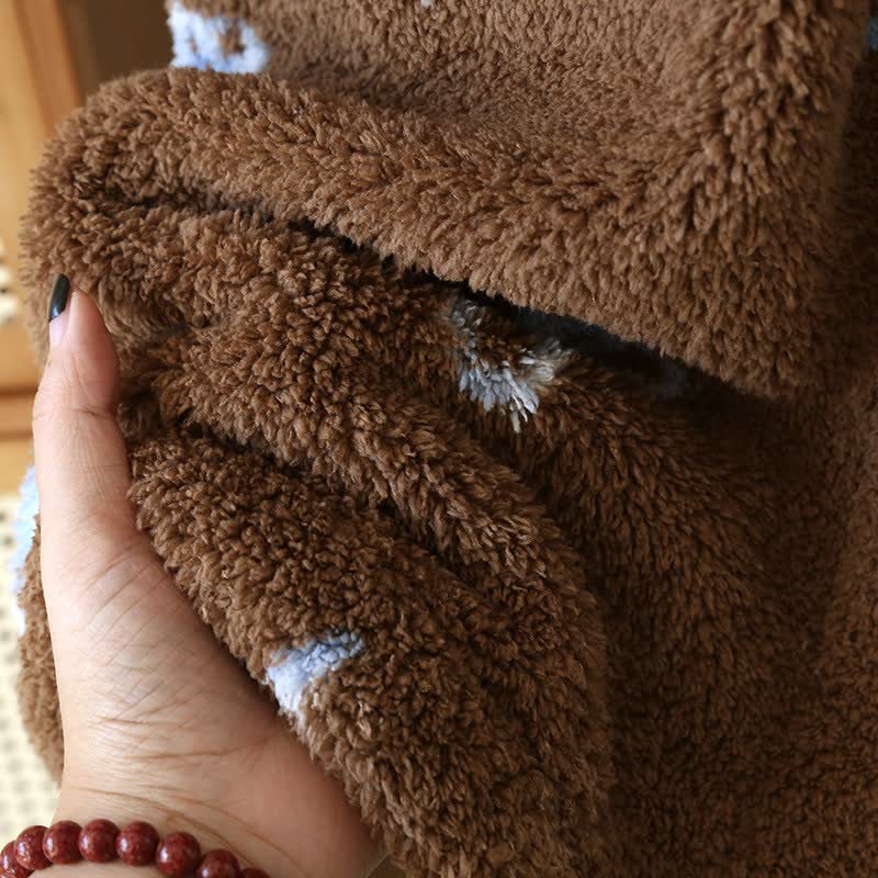 Peignoir en peluche avec capuche et motif nœud - image 4