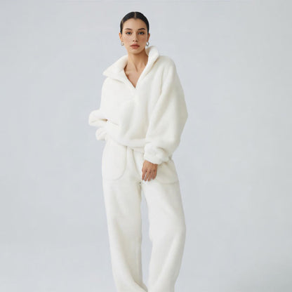 Ensemble de vêtements d'intérieur en peluche de couleur unie - image 2