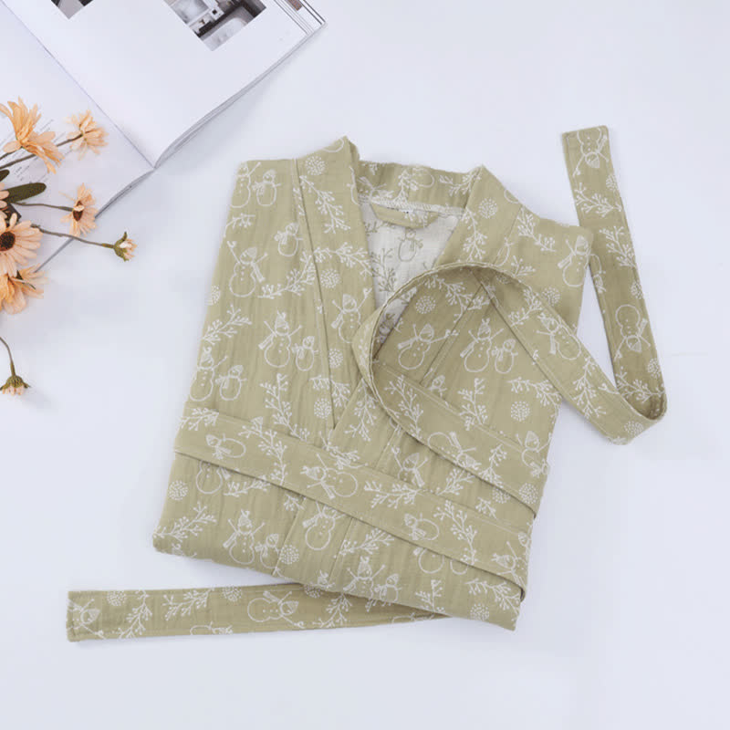 peignoir enfant en gaze de coton à motif de branche de bonhomme de neige - image 8