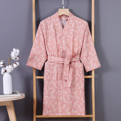 peignoir enfant en gaze de coton à motif de branche de bonhomme de neige - Rose - Enfant : 135–150 cm - image 3