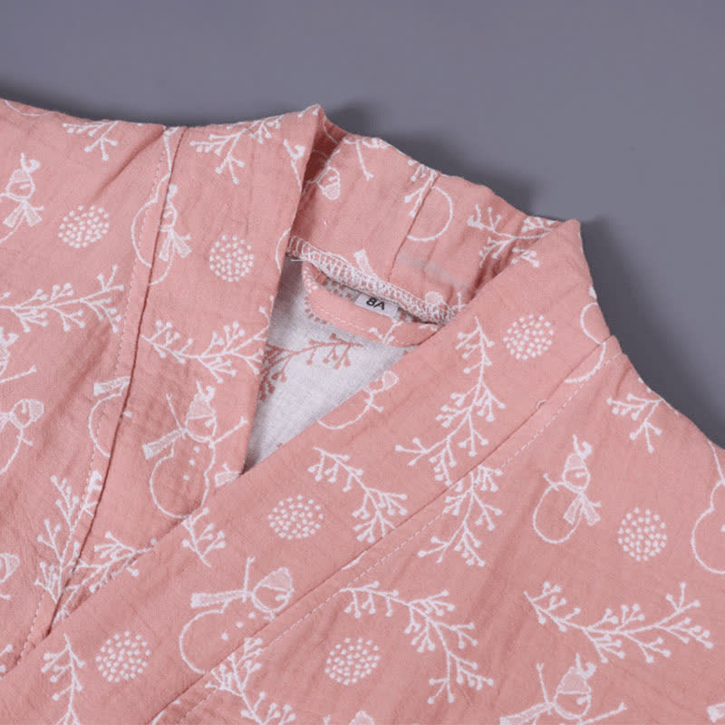 peignoir enfant en gaze de coton à motif de branche de bonhomme de neige - image 5