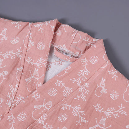 peignoir enfant en gaze de coton à motif de branche de bonhomme de neige - image 5