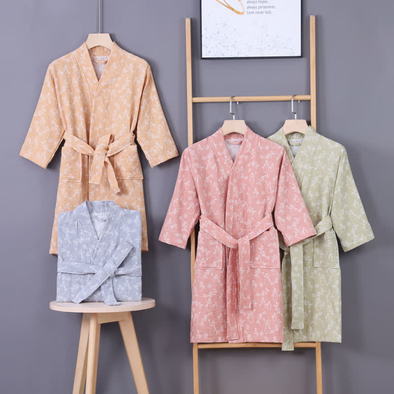 peignoir enfant en gaze de coton à motif de branche de bonhomme de neige - image 0