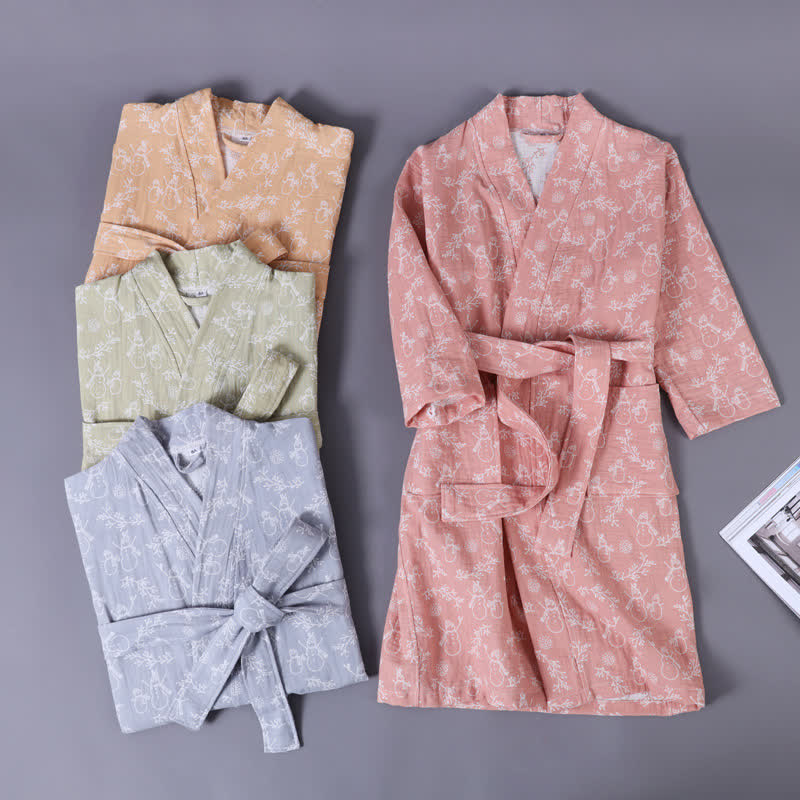 peignoir enfant en gaze de coton à motif de branche de bonhomme de neige - image 1