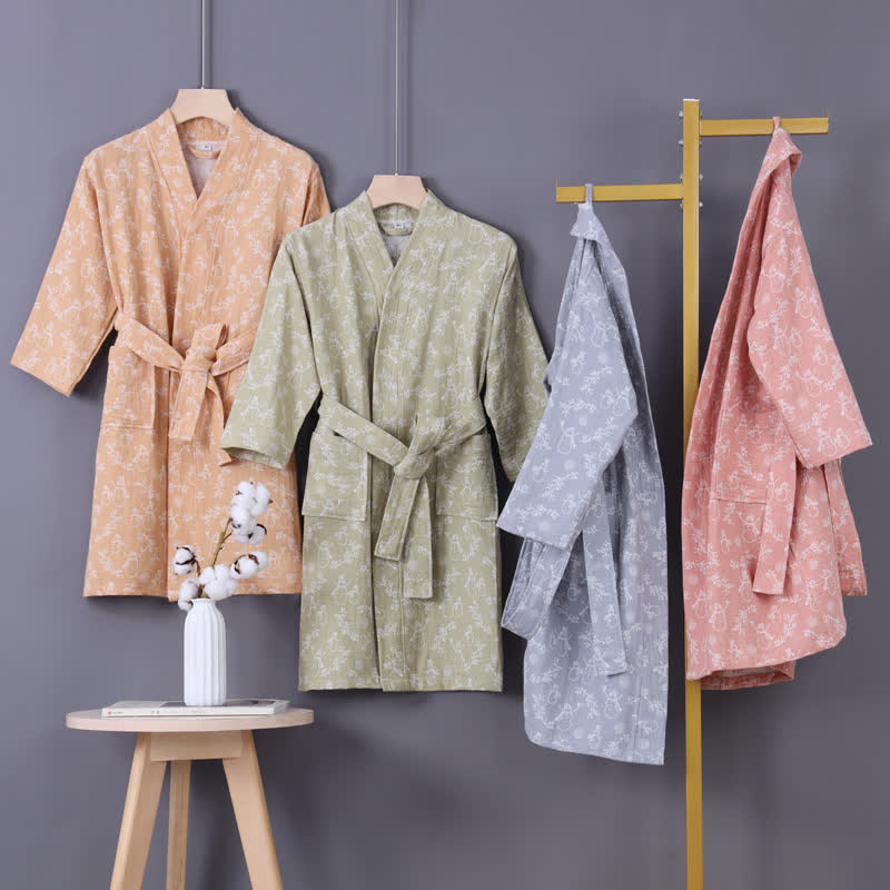 peignoir enfant en gaze de coton à motif de branche de bonhomme de neige - image 2