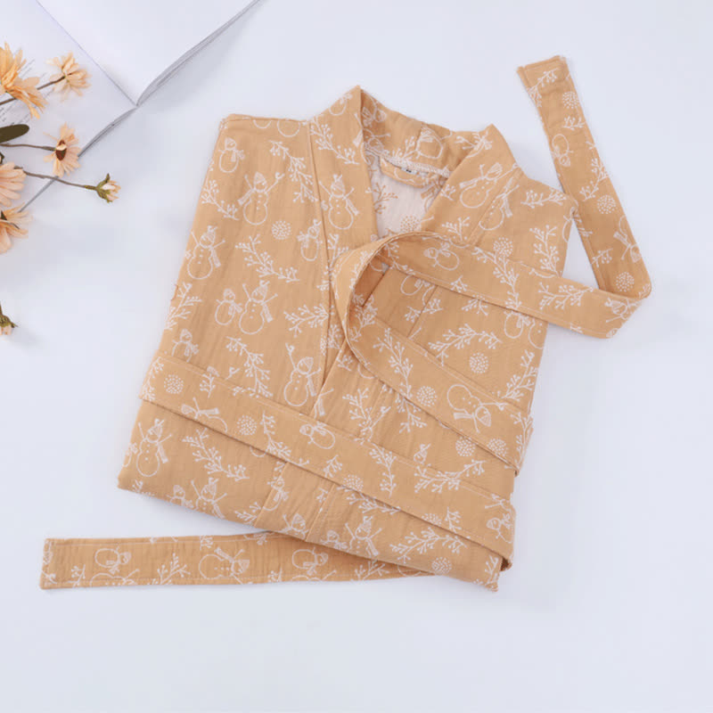 peignoir enfant en gaze de coton à motif de branche de bonhomme de neige - image 10