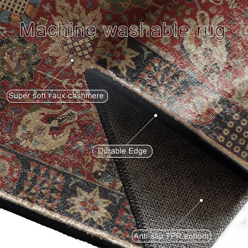 Tapis rectangulaire persan vintage lavable Ownkoti - image 6