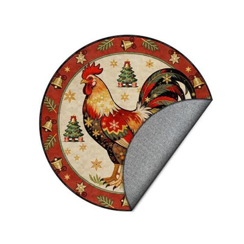 Tapis rond antidérapant Ownkoti à motif coq de Noël - image 5