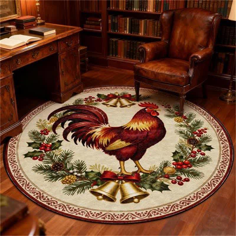 Tapis rond antidérapant Ownkoti à motif coq de Noël - image 8