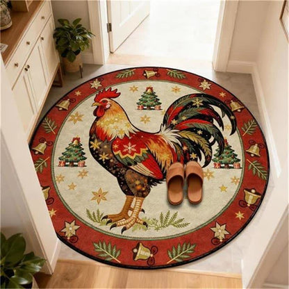 Tapis rond antidérapant Ownkoti à motif coq de Noël - image 2