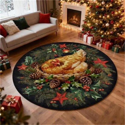 Tapis rond antidérapant Ownkoti à motif coq de Noël - C - 243 cm - image 11