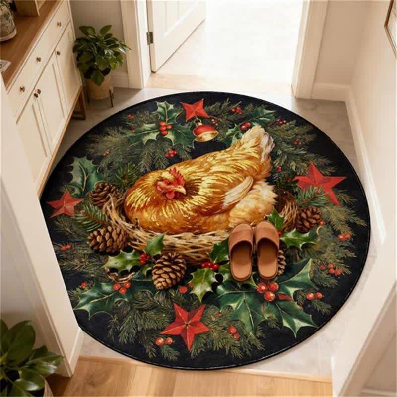 Tapis rond antidérapant Ownkoti à motif coq de Noël - image 14
