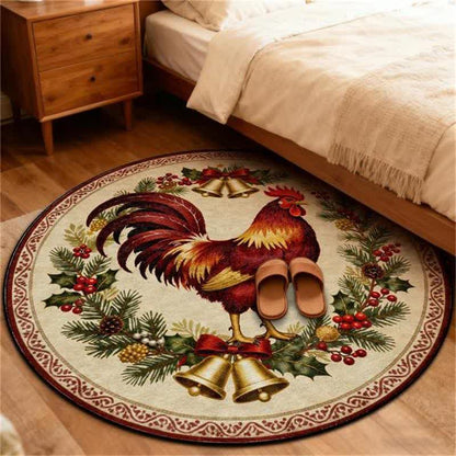 Tapis rond antidérapant Ownkoti à motif coq de Noël - image 7