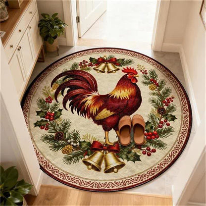 Tapis rond antidérapant Ownkoti à motif coq de Noël - image 9