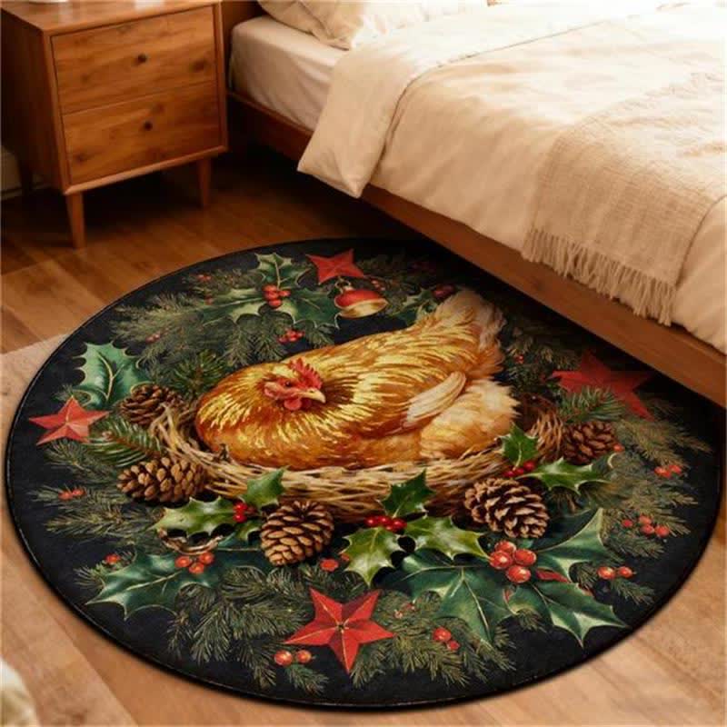Tapis rond antidérapant Ownkoti à motif coq de Noël - image 13