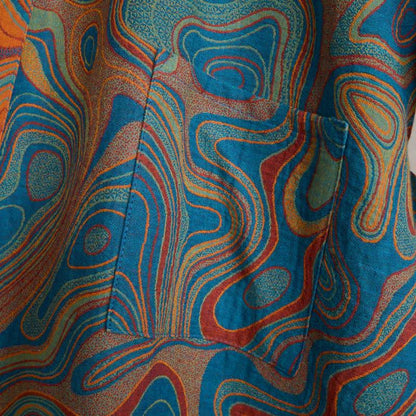 Peignoir kimono en coton à motif abstrait artistique - image 3