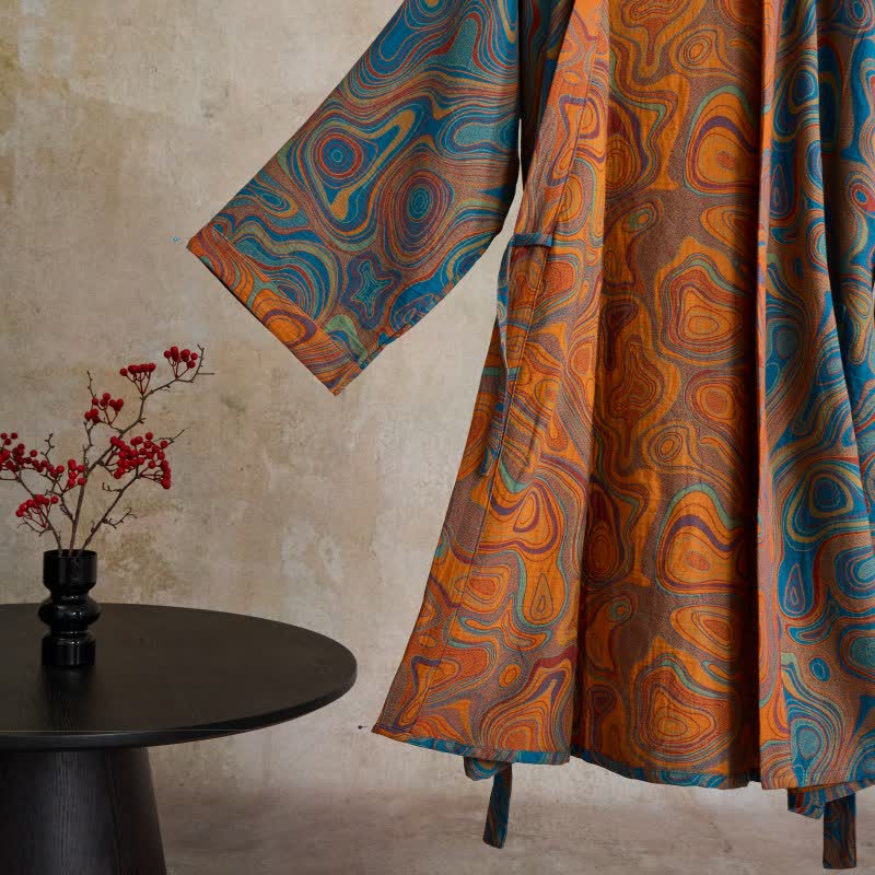 Peignoir kimono en coton à motif abstrait artistique - image 2