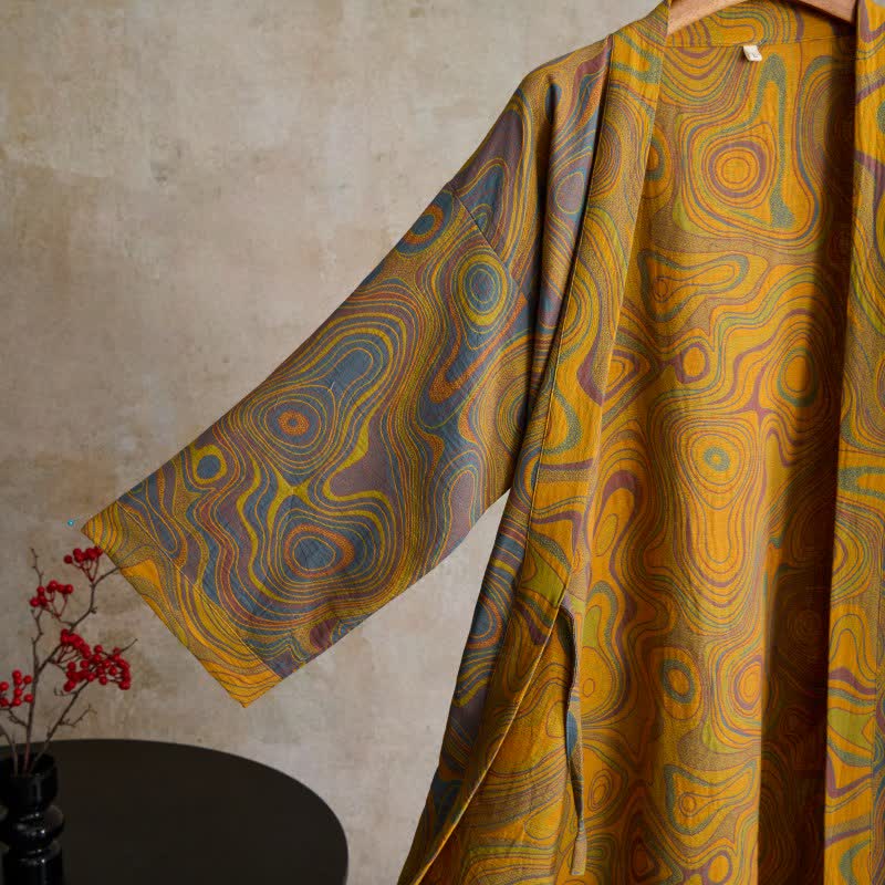Peignoir kimono en coton à motif abstrait artistique - image 6