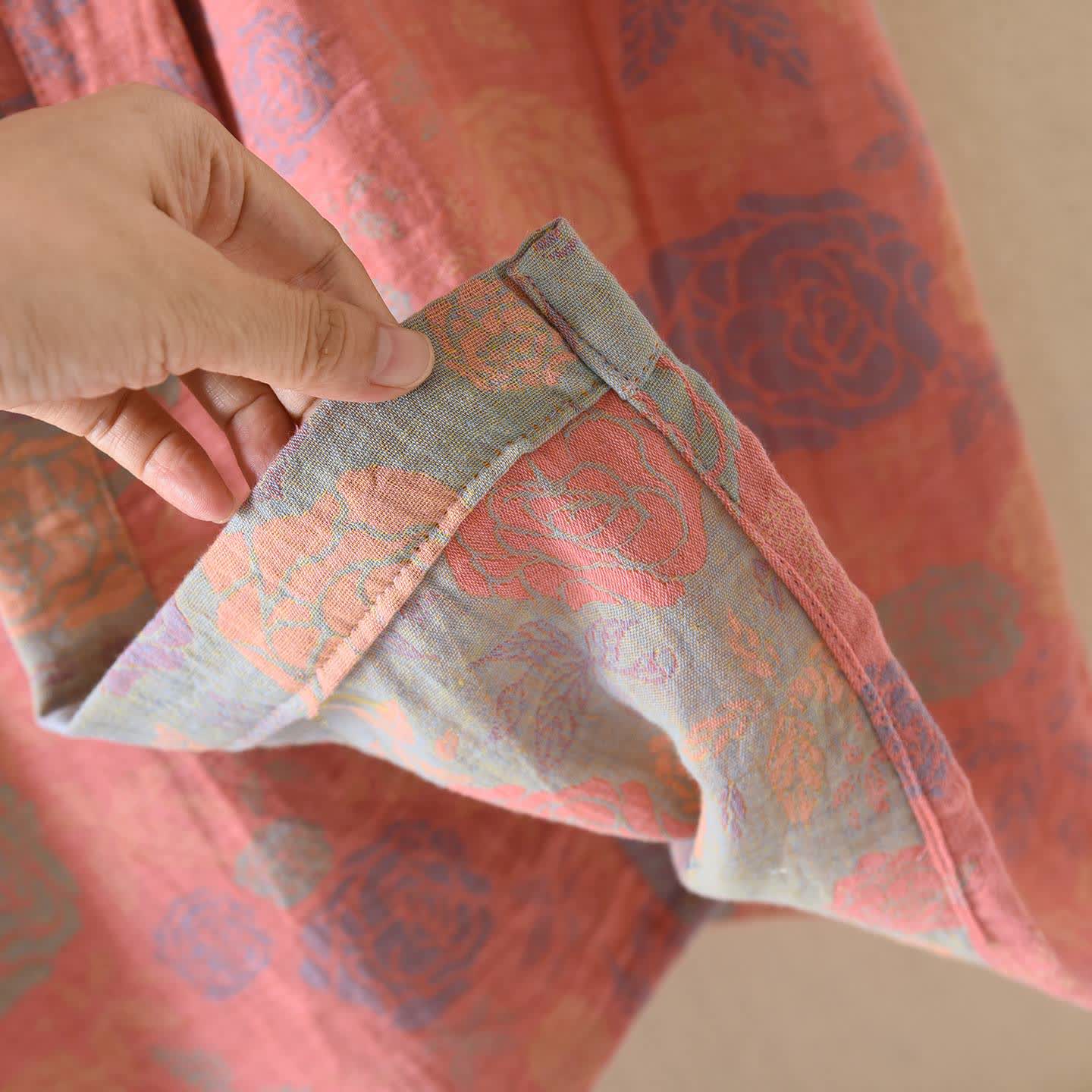 Peignoir romantique de style kimono en gaze de coton à motif de roses - image 6