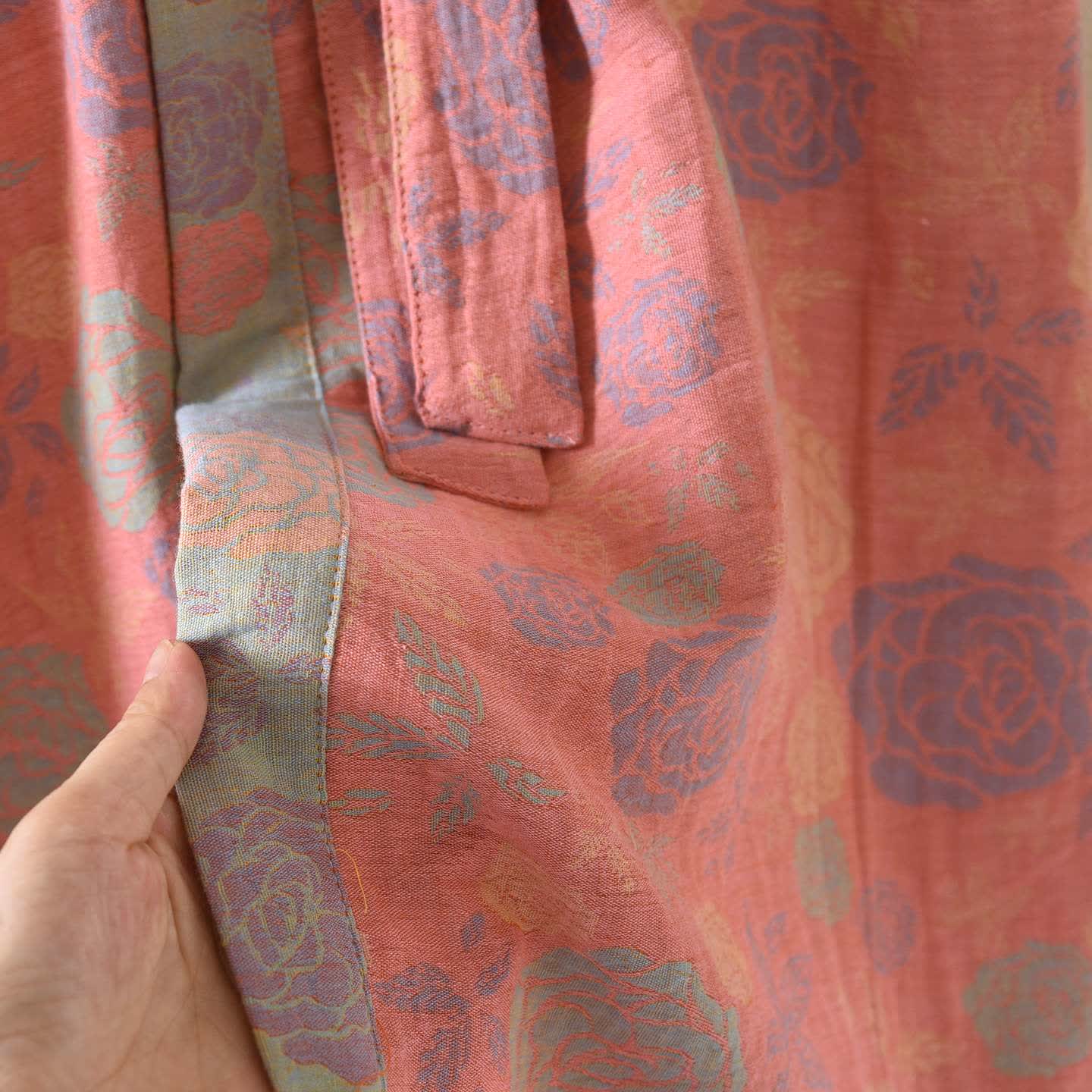 Peignoir romantique de style kimono en gaze de coton à motif de roses - image 5