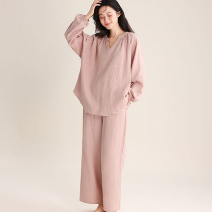 Ensemble minimaliste de vêtements d'intérieur en coton à col en V - Rose - XL - image 3