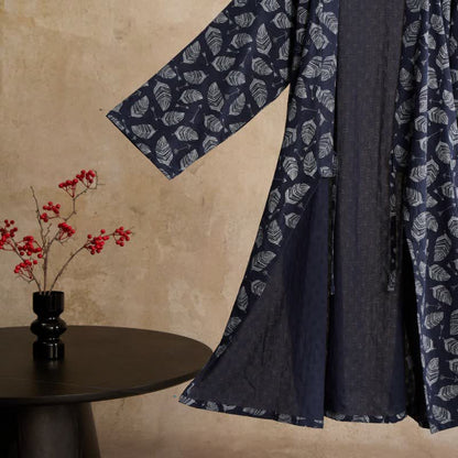 Peignoir kimono en coton à motif de flèches et de feuilles - image 3