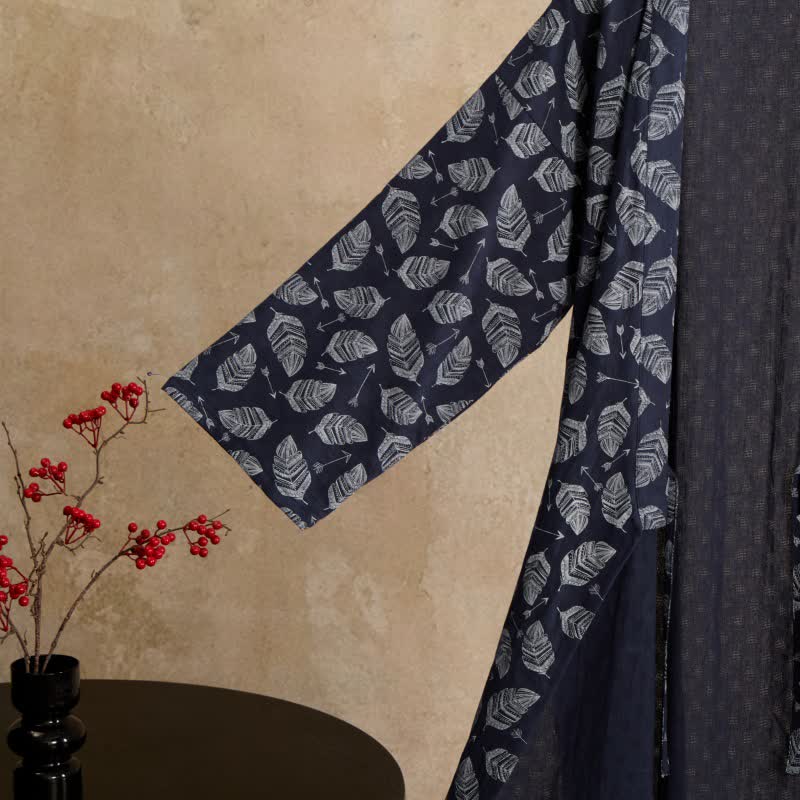 Peignoir kimono en coton à motif de flèches et de feuilles - image 5