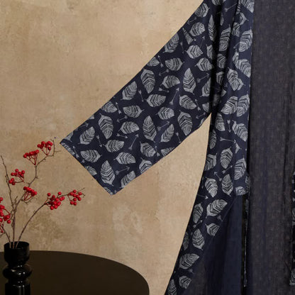 Peignoir kimono en coton à motif de flèches et de feuilles - image 5