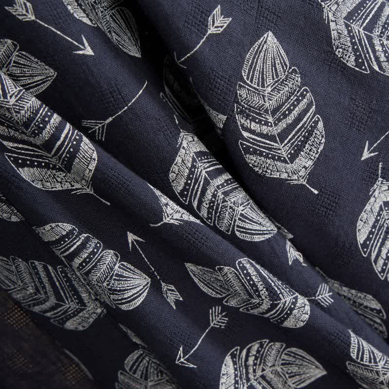 Peignoir kimono en coton à motif de flèches et de feuilles - image 6