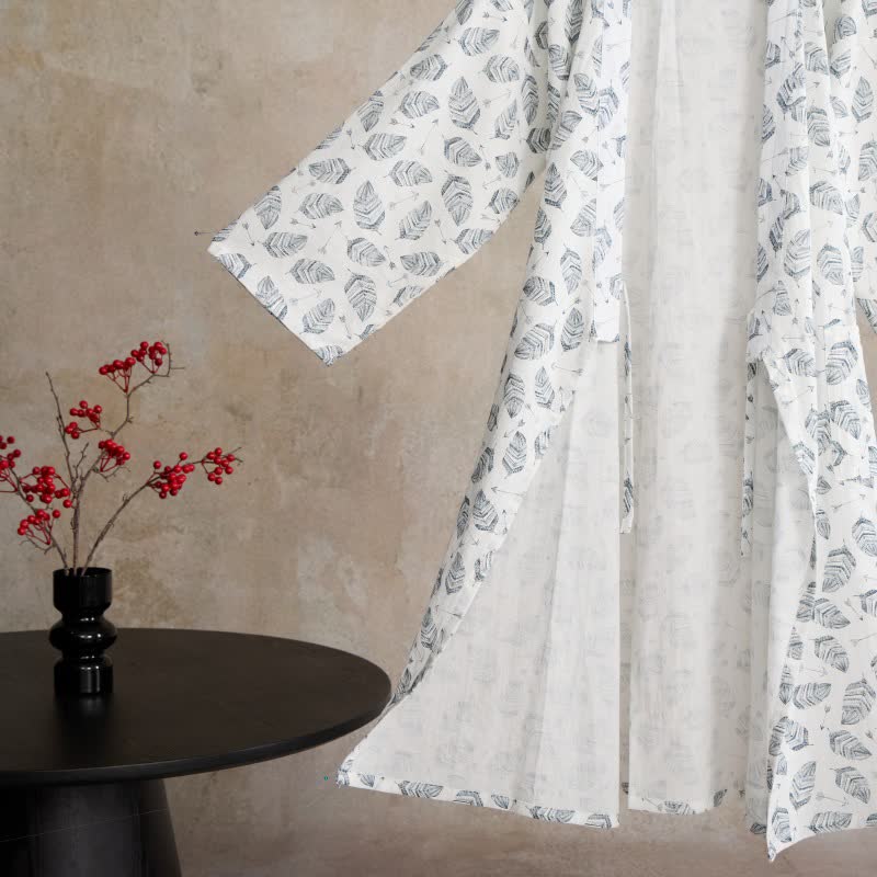 Peignoir kimono en coton à motif de flèches et de feuilles - image 10