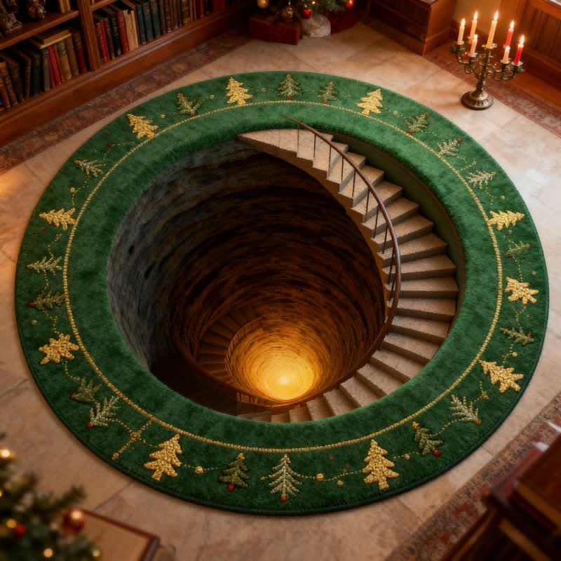 Tapis d'escalier illusion 3D de Noël - 140 cm x 140 cm - image 0