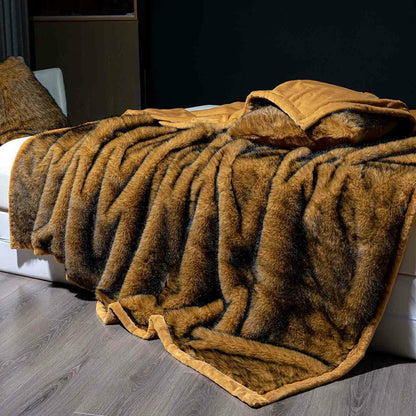 Couverture en peluche luxueuse en fausse fourrure - Brun - 200 cm x 230 cm - image 3
